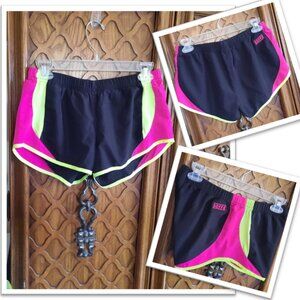 SOFFE Vintage Y2K Lowrise 2.5" Super Cool Shorty Short - Black/Pink/Yellow, Sz M